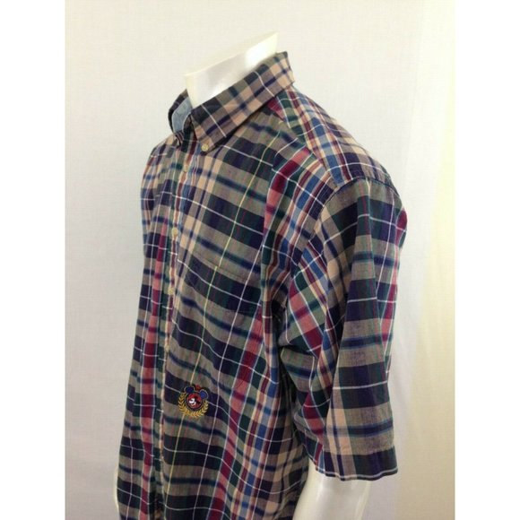 Mickey Inc. Men's Plaid Button Down Cotton Short Sleeve Casual Shirt XL - Picture 5 of 6